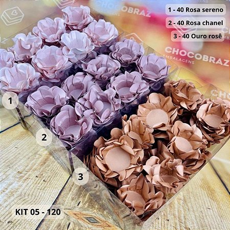 KIT 120 Forminhas Para Doces Finos R SERENO + R CHÁ +OURO ROSÉ