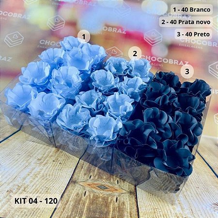 KIT 120 Forminhas Para Doces Finos BRANCO + PRATA NOVO + PRETO