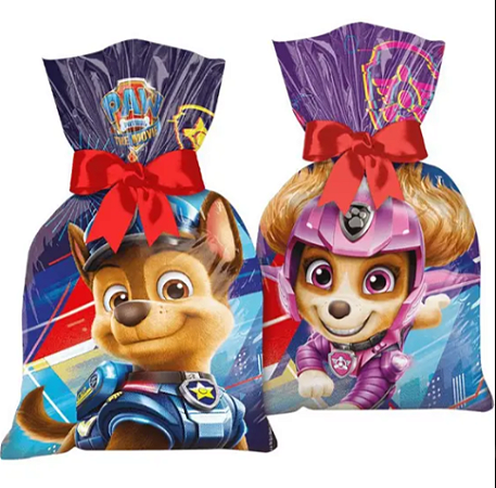 08 SACOLA PLASTICA LEMBRANCINHA PATRULHA CANINA CORE REGINA