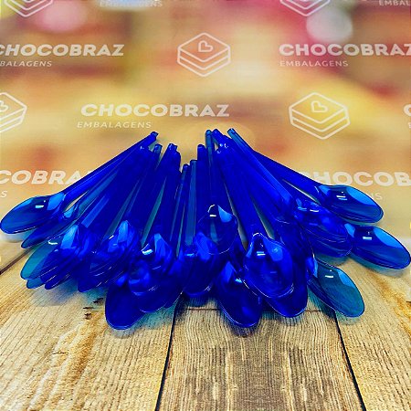 50 COLHER SOBREMESA PS NEON AZUL BELLO FESTAS