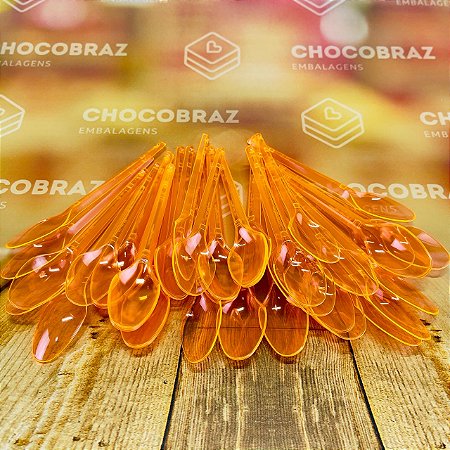 50 COLHER SOBREMESA  NEON LARANJA BELLO FESTAS