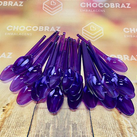 50 COLHER SOBREMESA NEON ROXO BELLO FESTAS