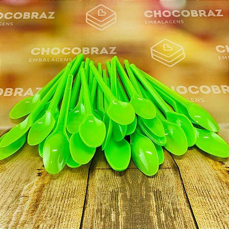 50 COLHER SOBREMESA  NEON VERDE CLARO BELLO FESTAS