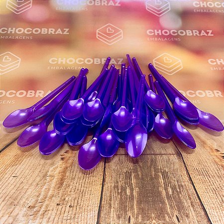 50 COLHER SOBREMESA PS ROXO PEROLADO BELLO FESTAS