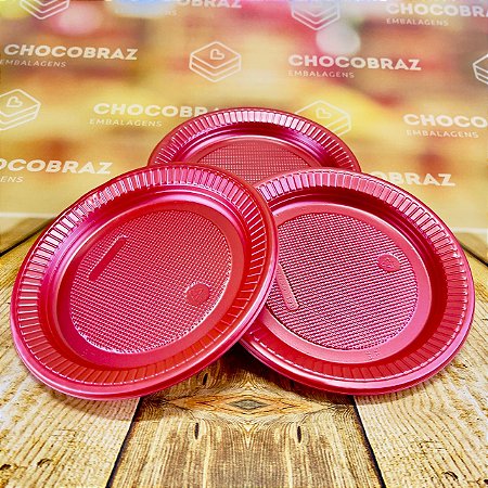 10 PRATO PS 15 RASO VERMELHO PEROLADO BELLO FESTAS