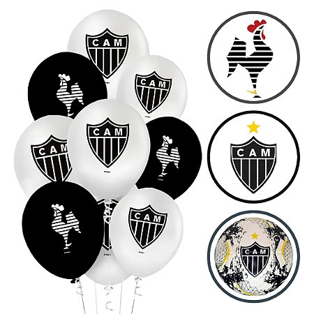 25 BALAO LATEX REDONDO 9 pol. ATLETICO MINEIRO ( Regina )