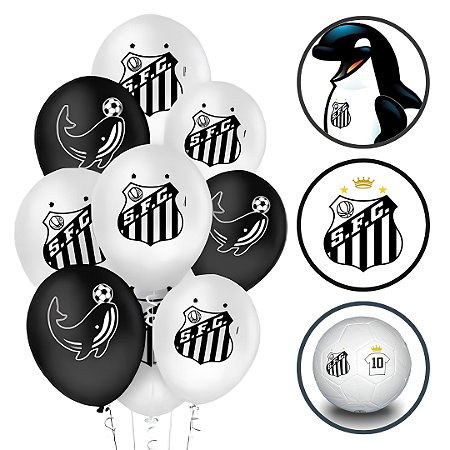 25 BALAO LATEX REDONDO 9 pol. SANTOS FUTEBOL CLUBE ( Regina )