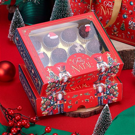 10 Caixa para 12 ou 20 Doces com visor + berço 12 doces Quebra Nozes 4405 (JANGO NATAL 2024)