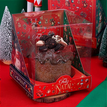 10 Caixa p/ Panetone 400/500g com Tampa de Acetato Quebra Nozes 4397 (JANGO NATAL 2024)