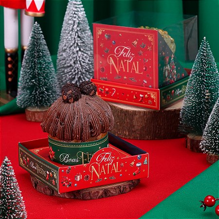 10 Caixa para Mini Panetone 100g com Tampa de Acetato Quebra Nozes 4395 (JANGO NATAL 2024)