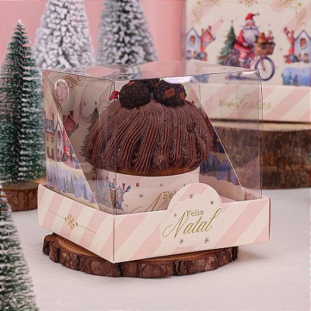 10 Caixa para Mini Panetone 100g com Tampa de Acetato Neve 4267 (JANGO NATAL 2024)