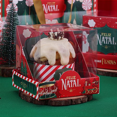 10 Caixa para Mini Panetone 100g com Tampa de Acetato Noite Feliz 4265 (JANGO NATAL 2024)