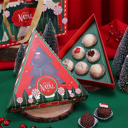 10 Caixa P/ Doces Natal Pinheirinho Com Visor Noite Feliz 4375  (JANGO NATAL 2024)