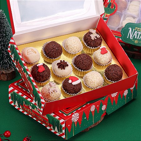10 Caixa para 12 ou 20 Doces com visor + berço 12 doces Noite Feliz 4495 (JANGO NATAL 2024)