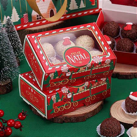 10 Caixa para 6 Doces com Visor Noite Feliz 4253 (JANGO NATAL 2024)