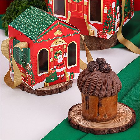 10 CAIXA CASINHA P/ PANETONE DE 100G COM VISOR DE ACETATO 4316 (JANGO NATAL 2024)