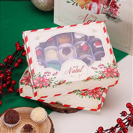 10 Caixa para 12 ou 20 Doces com visor + berço 12 doces Bom Velhinho J4498 (JANGO NATAL 2024) 4389