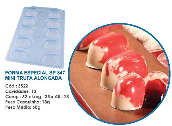 Forma Bwb Sp 847 Mini Trufa Alongada Silicone 3 Partes  Profissional Cod-3522 (Sp Especial)