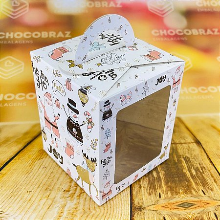 10 CAIXA MINI  PANETONE C/ VISOR 100G RETRO BRANCA  OUTLET NATAL 103278