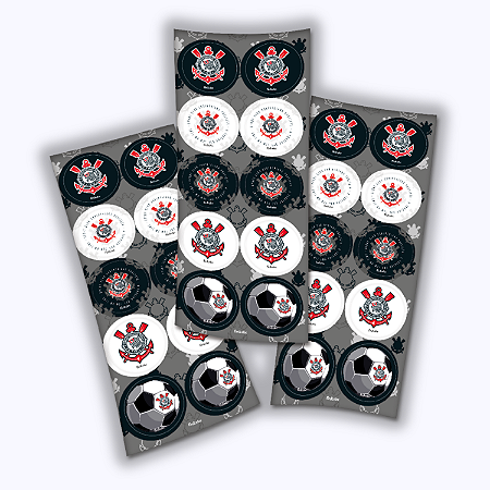 30 ADESIVO CORINTHIANS FUTEBOL REDONDO FESTCOLOR