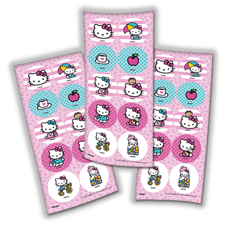 30 ADESIVO HELLO KITTY ROSA REDONDO FESTCOLOR