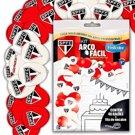 KIT ARCO FACIL DE BALOES SAO PAULO FC  n°9 48 UN + 1 FITA ARCO  FESTCOLOR
