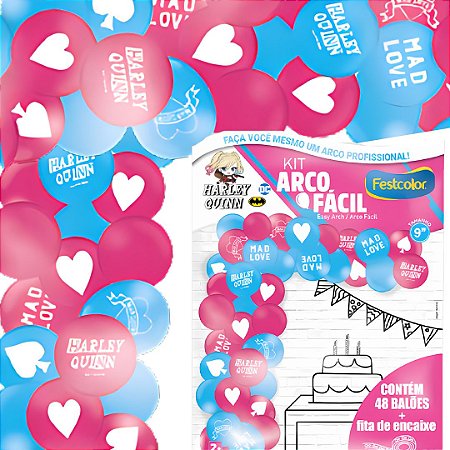 KIT ARCO FACIL DE BALOES  ARLEQUINA  n°9 48 UN + 1 FITA ARCO  FESTCOLOR