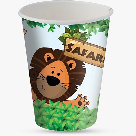 Kit Festa SAFARI 16 Pratos + 16 Copos Descartável 200 Ml Papel - FESTCOLOR