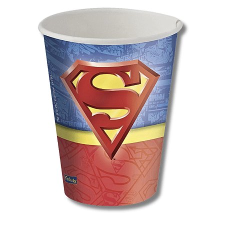 8 COPO PAPEL FESTA SUPERMAN  200ML FESTCOLOR