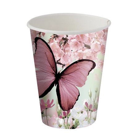 8 COPO PAPEL FESTA  JARDIM DAS BORBOLETAS 200ML FESTCOLOR