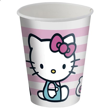 8 COPO PAPEL FESTA  HELLO KITTY ROSA 200ML FESTCOLOR