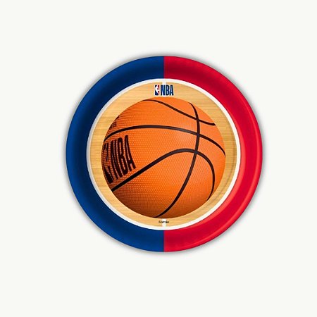 8 PRATO FESTA  NBA BASQUETE  DE PAPEL 18 CM FESTCOLOR