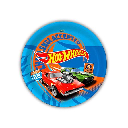 8 PRATO FESTA  HOT WHEELS  DE PAPEL 18 CM FESTCOLOR
