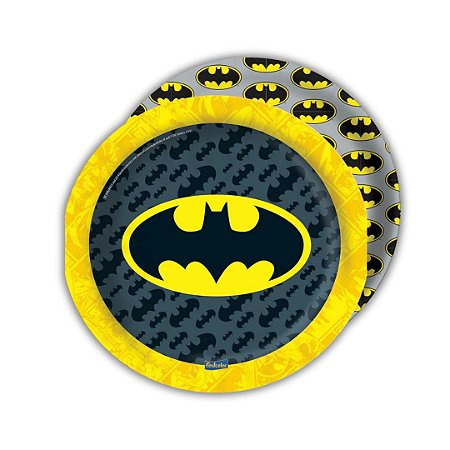 8 PRATO FESTA  BATMAN DE PAPEL 18 CM FESTCOLOR