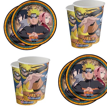 Kit Festa NARUTO 16 Pratos + 16 Copos Descartável 200 Ml Papel - FESTCOLOR
