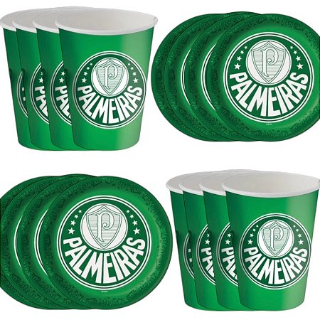 Kit Festa PALMEIRAS 16 Pratos + 16 Copos Descartável 200 Ml Papel - FESTCOLOR