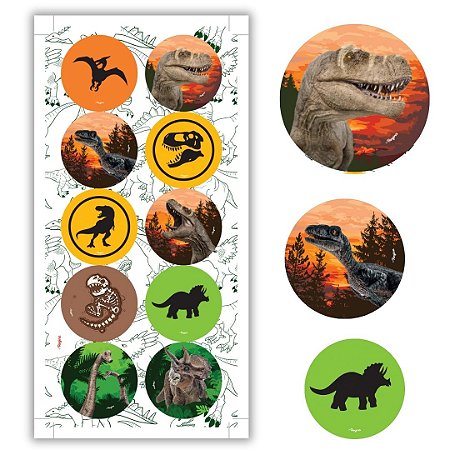 30 ADESIVO  DINOSSAURO  REDONDO REGINA