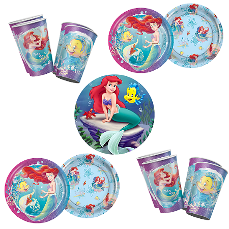 Kit Festa ARIEL DISNEY 8 Pratos + 8 Copos Descartável 180 Ml Papel - REGINA