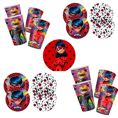 Kit Festa LADYBUG 16 Pratos + 16 Copos Descartável 180 Ml Papel - REGINA