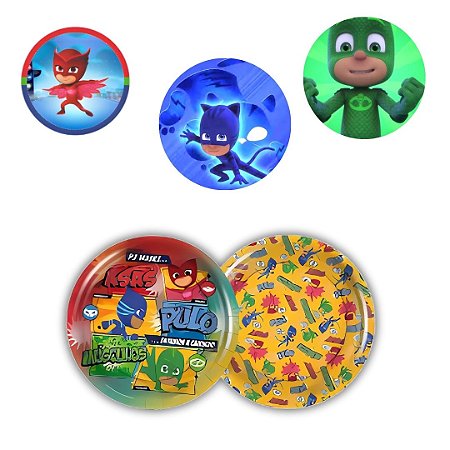 8 PRATO BOLO FESTA PJ MASKS DE PAPEL 18 CM REGINA