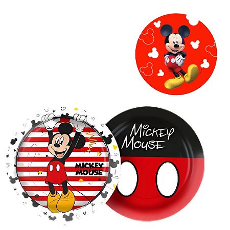 8 PRATO BOLO FESTA  MICKEY 0 MOUSE DE PAPEL 18 CM REGINA