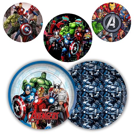 8 PRATO BOLO FESTA  VINGADORES AVENGERS  DE PAPEL 18 CM REGINA