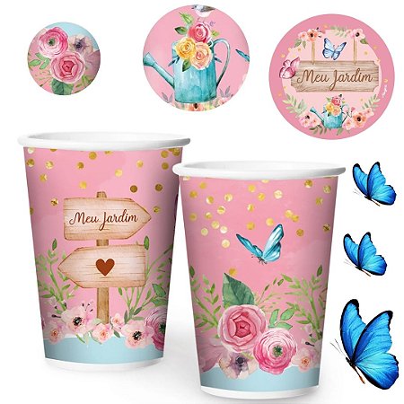 8 COPO PAPEL FESTA  MEU JARDIM 180ML REGINA