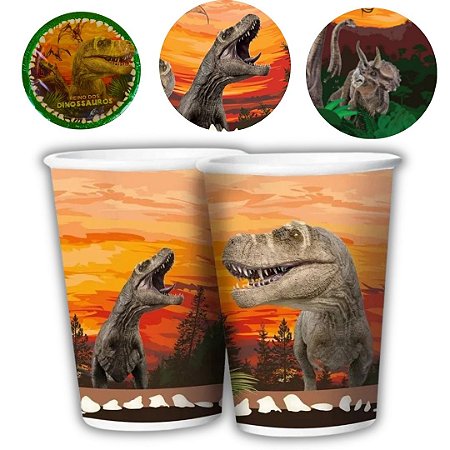 8 COPO PAPEL FESTA  DINOSSAURO 180ML REGINA