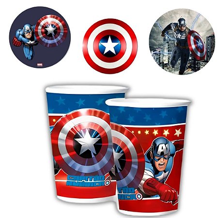 8 COPO PAPEL FESTA  CAPITAO AMERICA 180ML REGINA