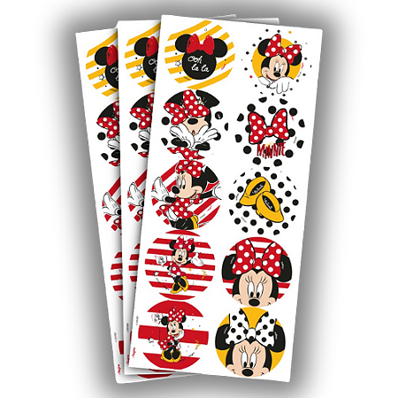 30 ADESIVO MINNIE MOUSE DISNEY REDONDO REGINA