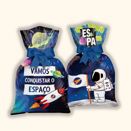 8 SACOLA  ESPACIAL ASTRONAUTA FESTA LEMBRANCINHA Regina