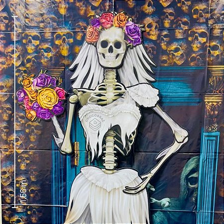 DECORAÇÃO DE PENDURAR ESQUELETO NOIVA HALLOWEEN 1,56m REGINA
