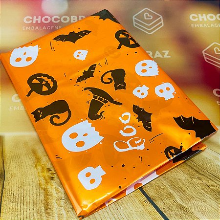 10 Toalhas P/ Mesa Festa HALLOWEEN LARANJA Bopp Perola  78x78 INOVE
