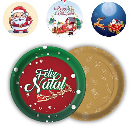 8 PRATO FESTA  NATAL DE PAPEL 18 CM FESTCOLOR